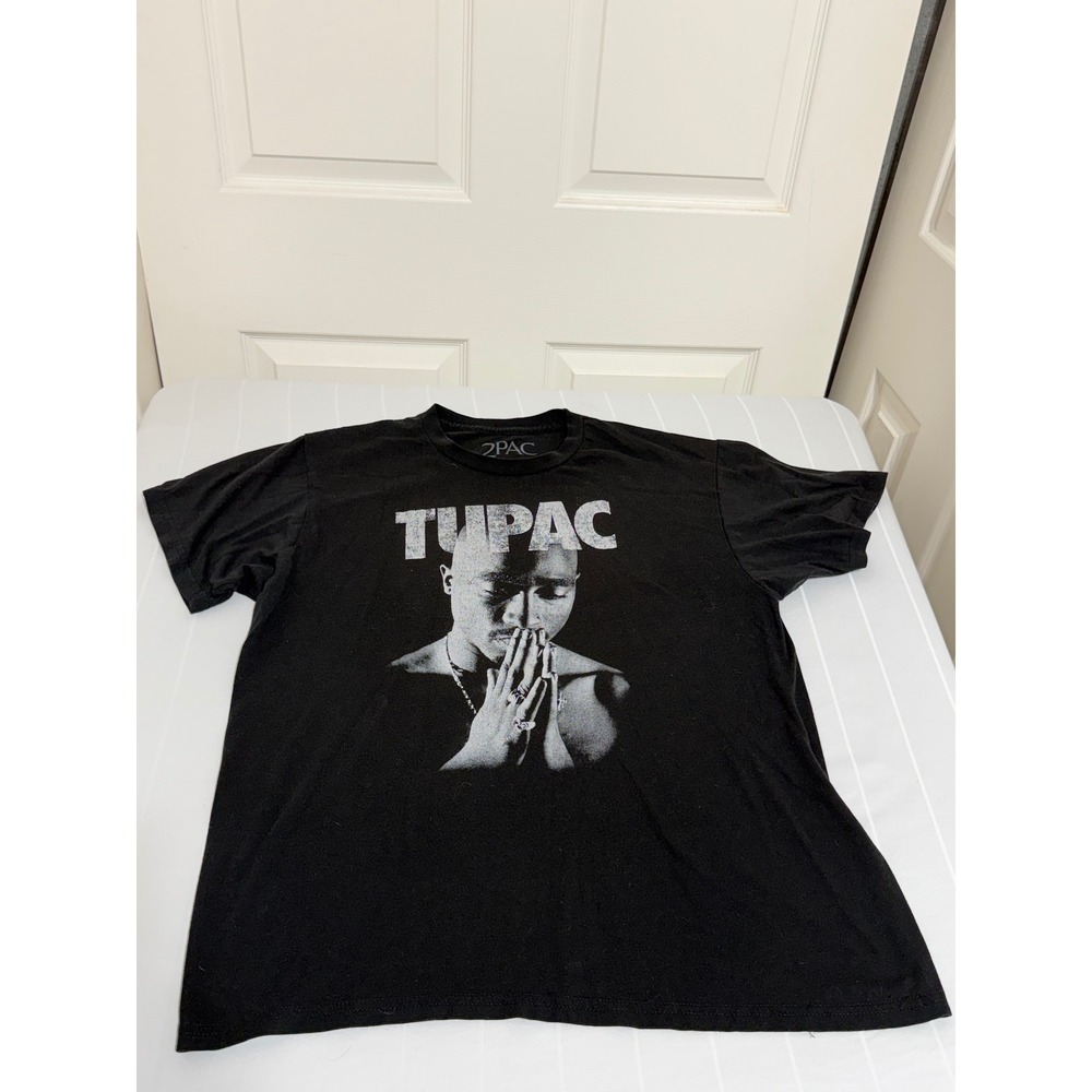Tupac Shakur Graphic T-Shirt Mens Large Black Short Sleeve Hip Hop Rap Tee